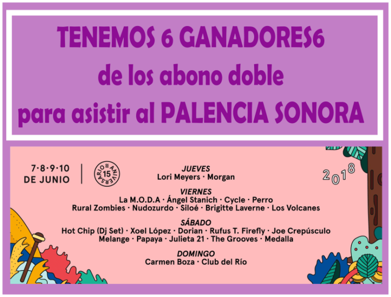 Ganadores Sorteo Festival Palencia Sonora